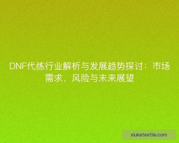 DNF代练行业解析与发展趋势探讨：市场需求、风险与未来展望