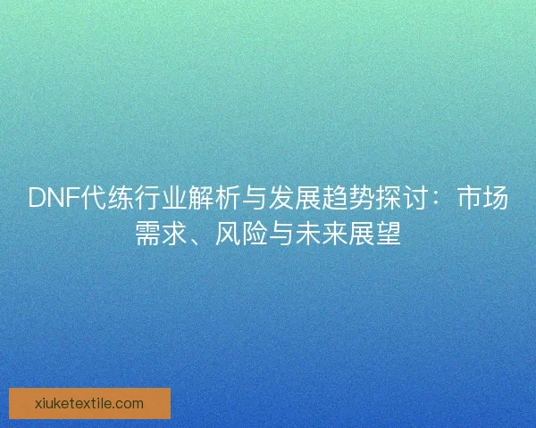 DNF代练行业解析与发展趋势探讨：市场需求、风险与未来展望