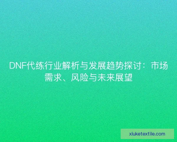 DNF代练行业解析与发展趋势探讨：市场需求、风险与未来展望