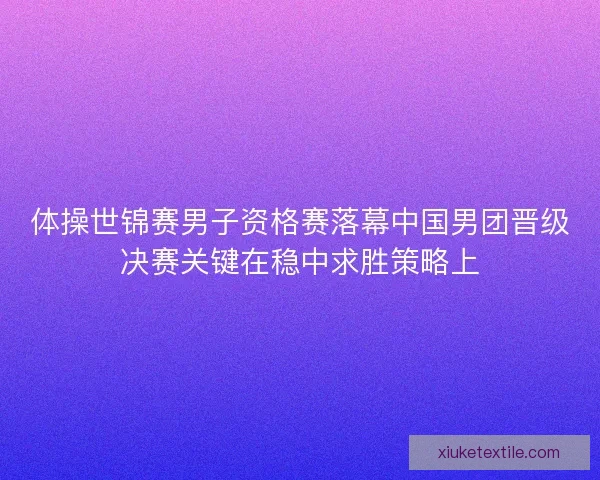 体操世锦赛男子资格赛落幕中国男团晋级决赛关键在稳中求胜策略上