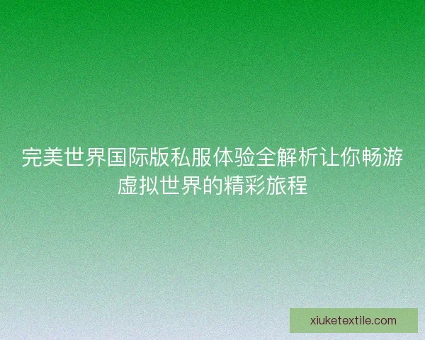 完美世界国际版私服体验全解析让你畅游虚拟世界的精彩旅程